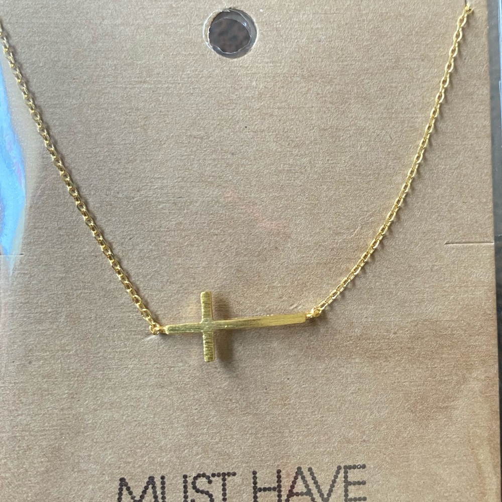 Gold Cross Necklace - Brand New